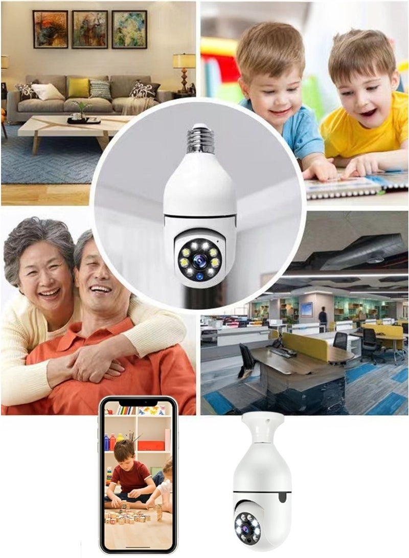 Smart Bulb Security Camera Wi-Fi 360° Panoramic Dual-Band 2.4GHz & 5GHz Wireless Surveillance Camera with Color Night Vision, Two-Way Audio, TF Card Storage, E27 Easy Installation for Indoor & Outdoor Home Office Monitoring - Image 2